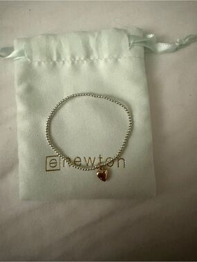 Newton Silver Bead Bracelet with Gold Heart Charm